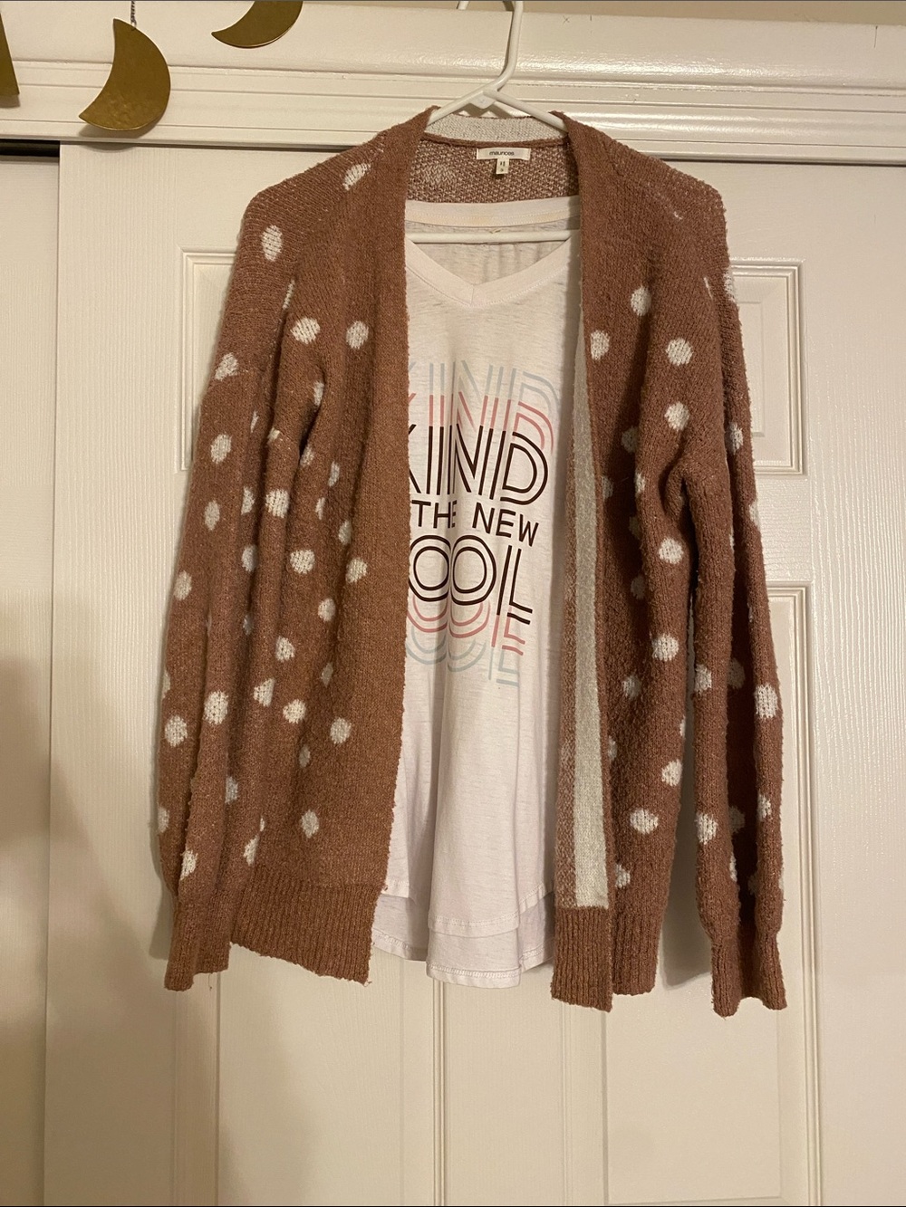 Cozy Polka Dot Open Cardigan - pink/White - Maurice’s